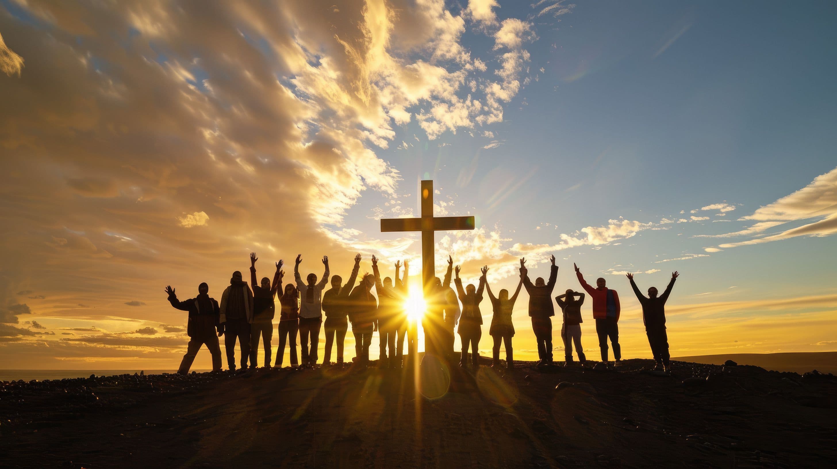 Zdjęcie ludzi obok krzyża